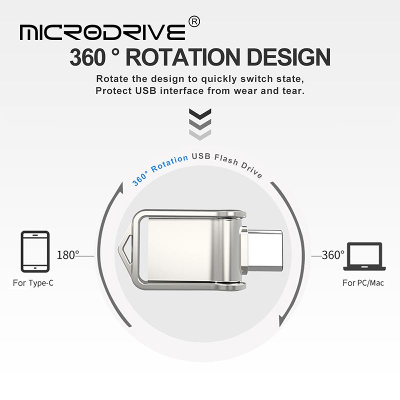 OTG Type C Pen Drive Mini Metal Usb Memory Stick 32GB usb flash card 128GB type-C Pendrive for smartphone Huawei