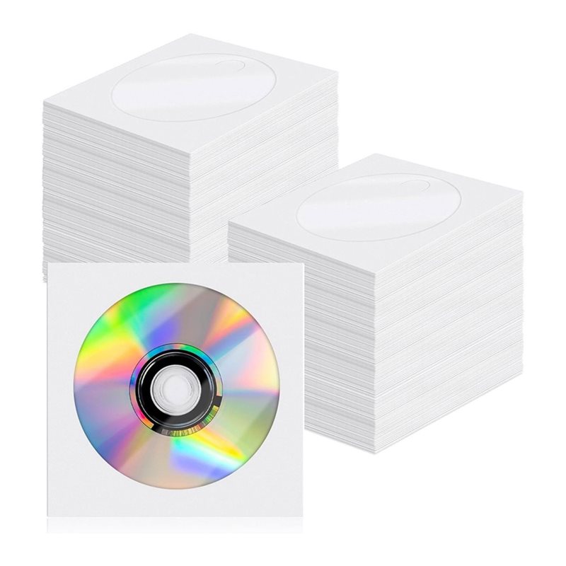 Envelopes para CD/DVD, 200 unidades, papel branco, com janela recortada e aba.: Default Title