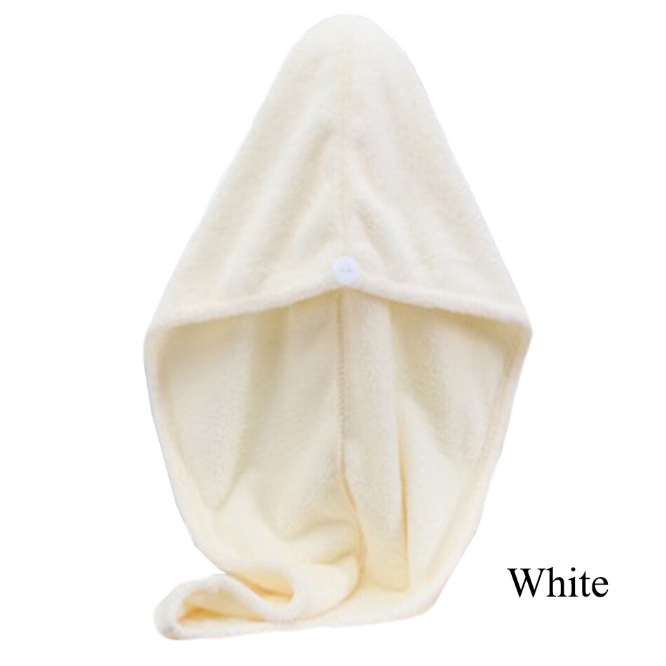 Microfiber Hair Towel Wrap for Women Girls, Quick Dry Towel for Long Curly Hair, Hair Drying Soft Towels with Button 8 Colors: White / 2pcs