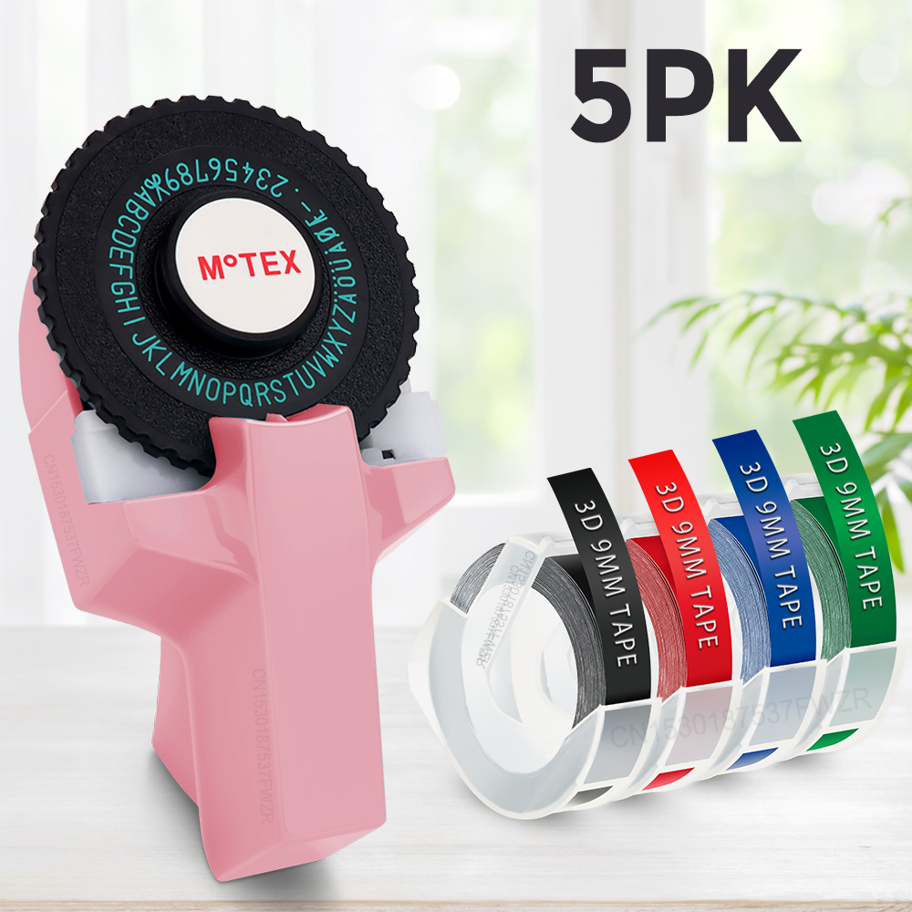 3D Embossing Label Maker Motex E101 Dymo Labeller Handheld Handmatige zelfklevende sticker Label Maker Printer of 3PK 3D Embossing Tapes: WIT