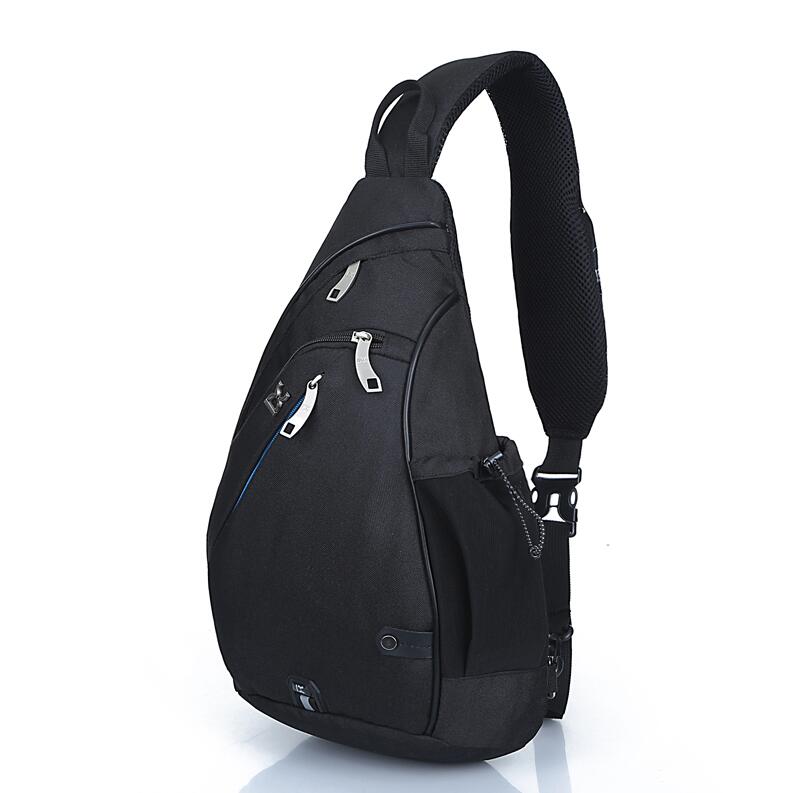 Brand Large Capacity Male Chest Bag Nylon Men School Bags Modern Shoulder Bag Unisex Crossbody Bags Messenger Pack: Black