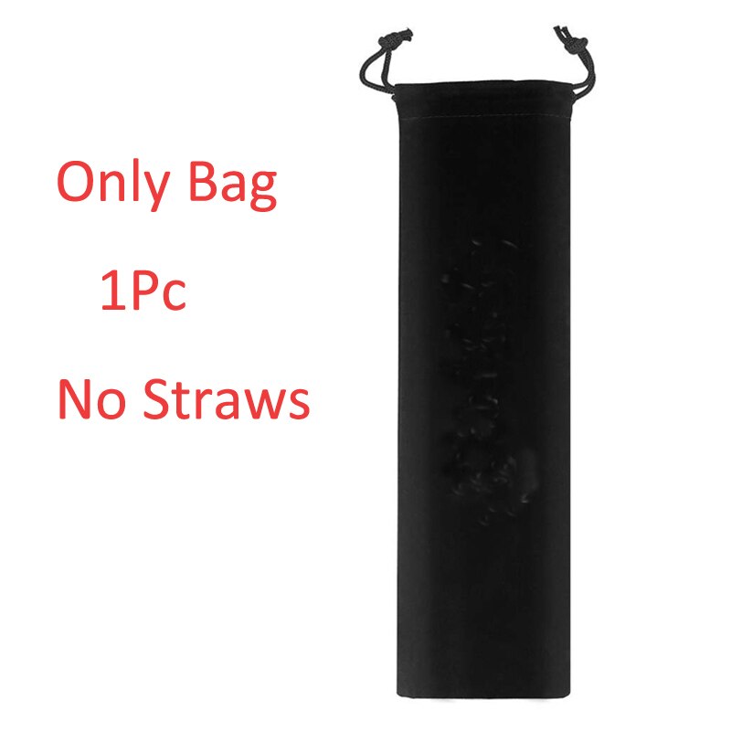 4/8Pcs Edelstahl Strohhalme Metall Wiederverwendbare Trinken Stroh Gold Gerade Gebogen Stroh Mit Reinigung Pinsel und Tasche: ONLY Bag (1Pc)