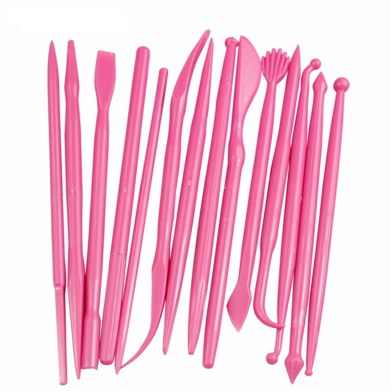 Aomily 14pcs/Set Sculpture Sugar Modeling Cutter Smoother Polymer Clay Mold Fondant Flower Gum Paste Decorating Pen Tool Kit