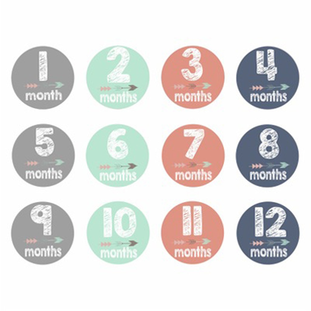 12 Pcs/Set Month Sticker Baby Photography Monthly Festival Anniversary Stickers Self Adhesive Background Label Birt