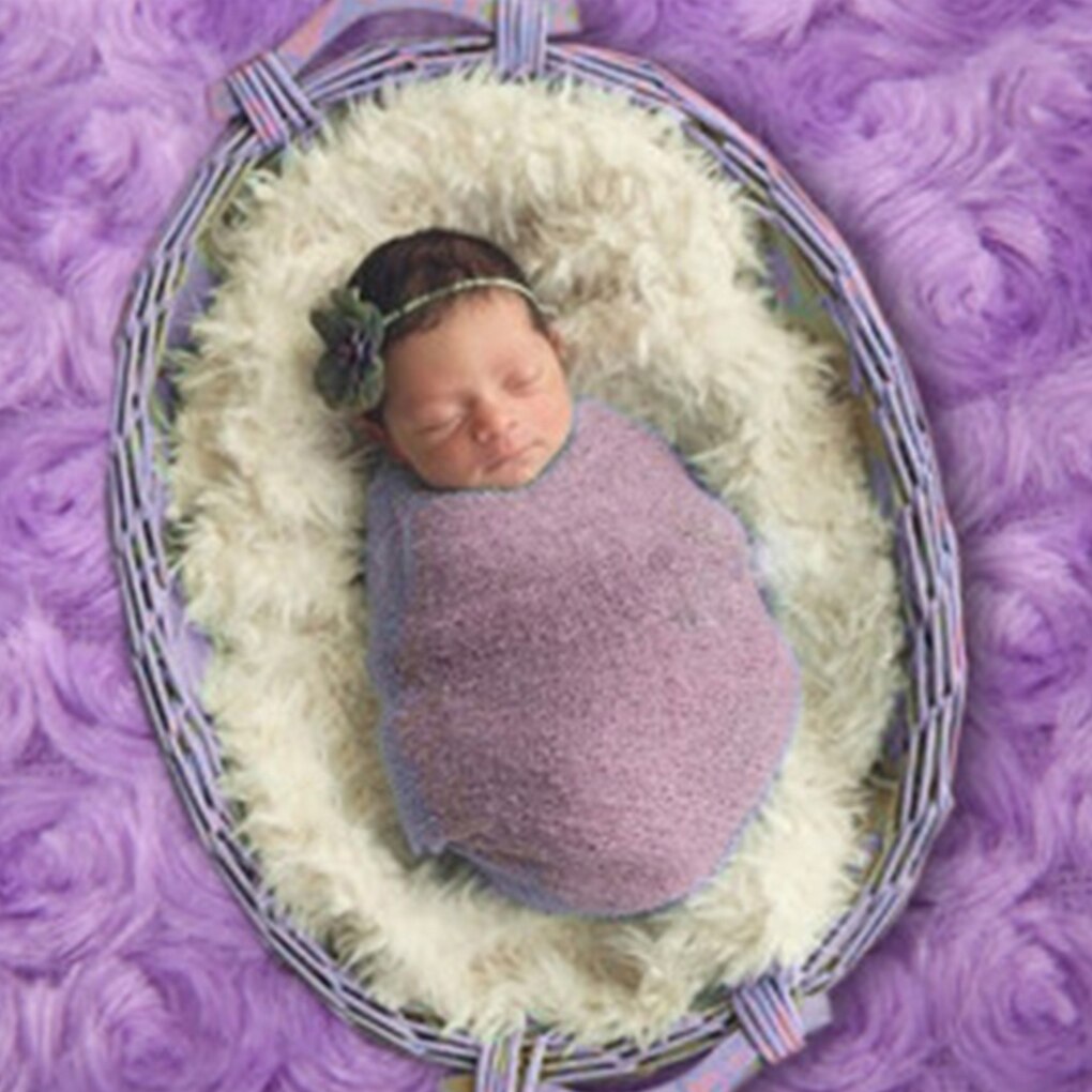 Baby nyfødt dejligt rosenmønster fotografi prop fluff tæppe blomster tæppe spædbarn blødt tæppe 50cm*50cm