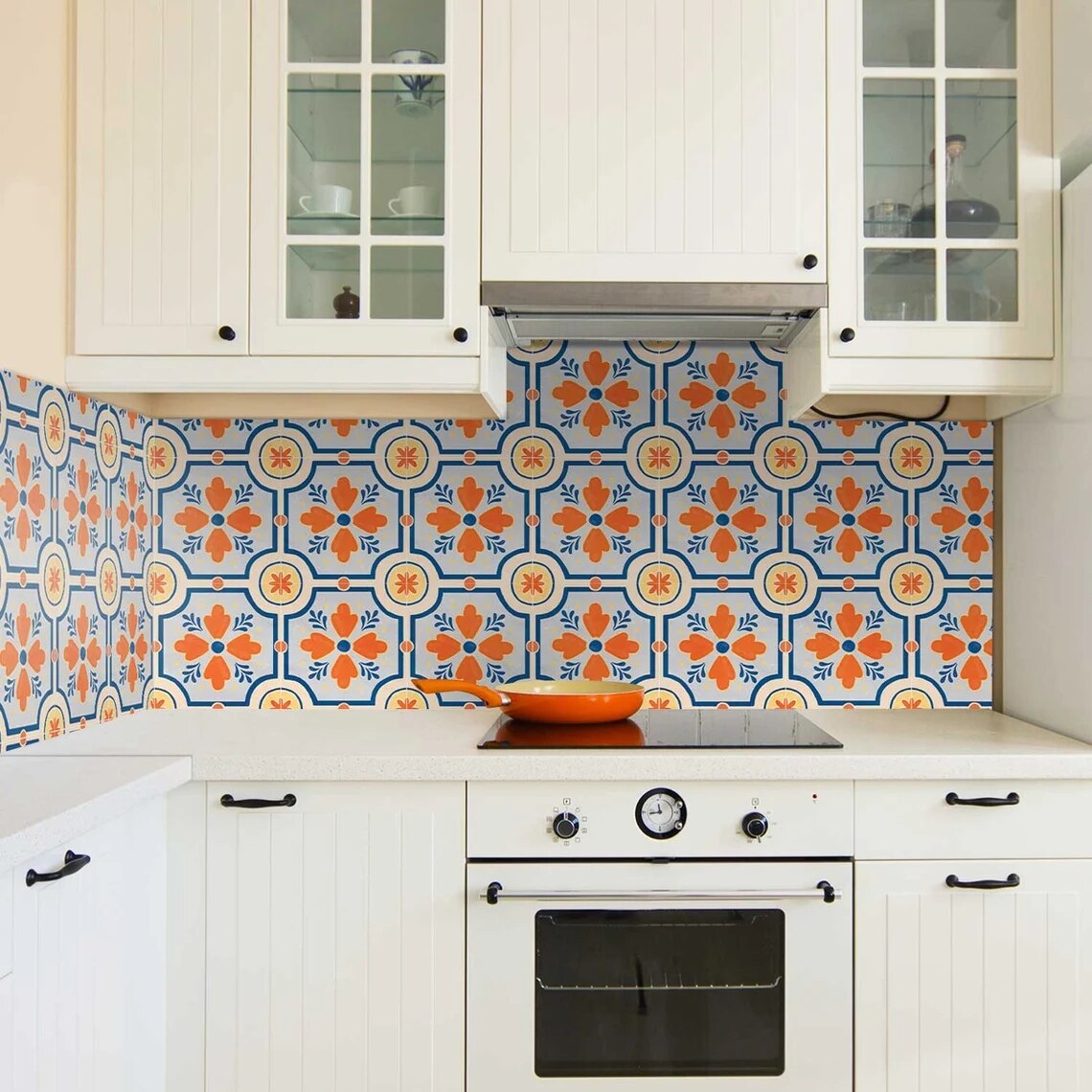 Gardenia Oranje Vloertegel Sticker Panel Adhesive Tegels Sticker Floor Badkamer Decoratie Schil En Stok Backsplash Behang