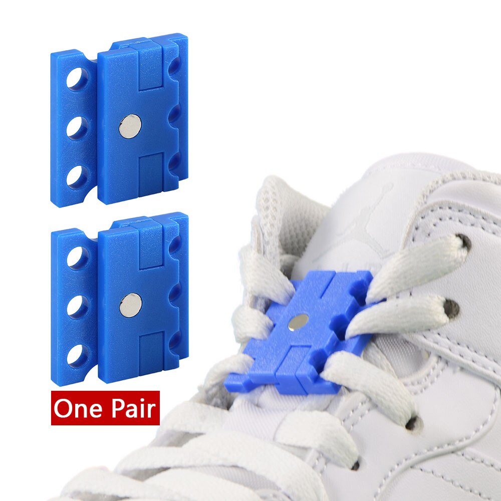 1 paar Magnetic Schnürsenkel Schnalle Verschluss Schnürsenkel Top für Sport Schuhe Stiefel Neue Kreative Faul Schnürsenkel Schließen Schnallen: 04 Blue