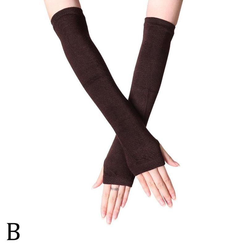 Striped Elbow Gloves Warmer Sun protection Knitted Finger Accessories Elbow Fingerless Sleeves Long Half Gloves Unisex: B