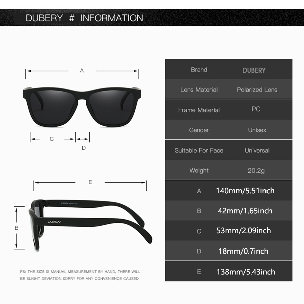 DUBERY Gafas de sol polarizadas con montura completa para hombres y mujeres 28 colores modelo 550