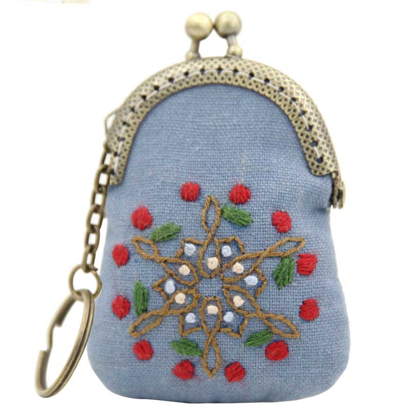 DIY Flower Necklace Mini Embroidery Bag Kit Embroidery Key chain Cross Stitch Sets Needlework Swing Craft Friend Unfinished: 3