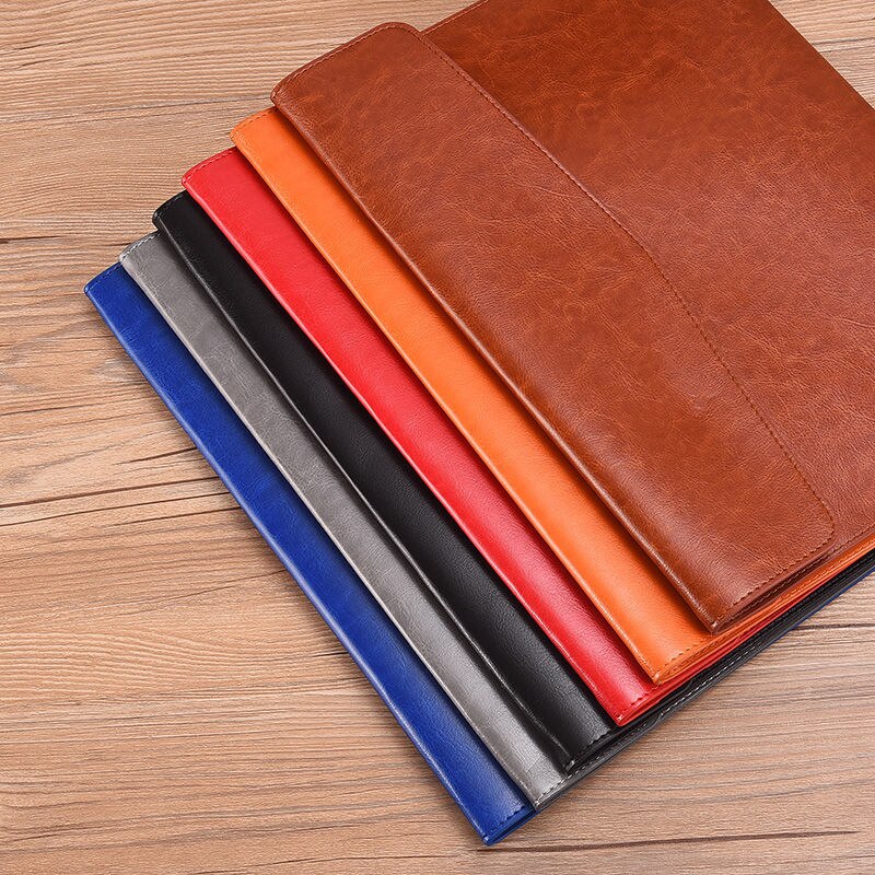 A4 A5 A6 Retro Business Leather Portable File Folder Data Package Document Bag Simplicity Magnetic Button School Office