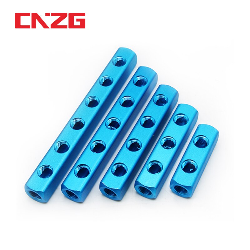 Distribuidor de colector de aire de 1/4 &quot;PT, puerto de rosca 2, 3, 4, 5, 6, 7, 8, 9 vías, conector rápido neumático, divisor de bloque de aluminio de manguera