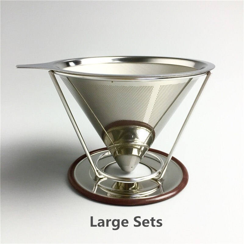Rustfritt stål kaffefilterholder gjenbrukbare kaffefiltre drypper  v60 drypp kaffekurver: butikk sett vf -412