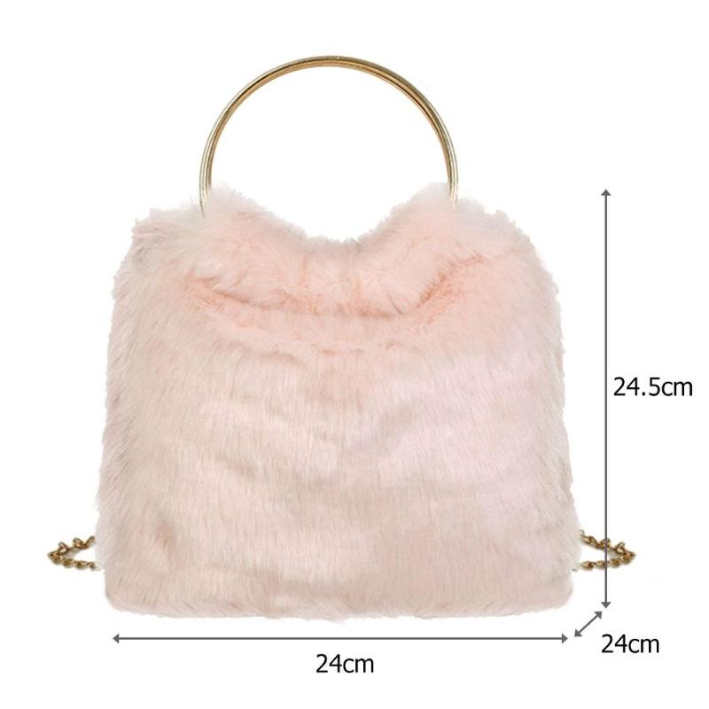 Offre spéciale sac à bandoulière moelleux doux épaule sacs à main femmes automne Shopping fourre-tout en peluche sac de messager loisirs quotidiens