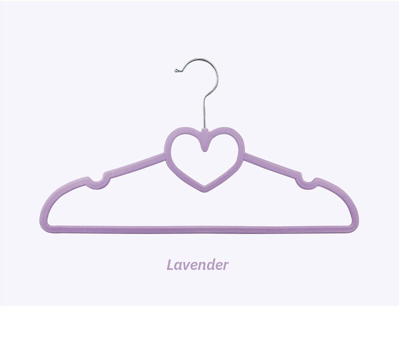 42CM 10/20PCS Cute Hangers Velvet Hangers Heart Clothing Rack Clothes Drying Rack Coat Hanger Hangers for Clothes: Lavender / 42CM 20PCS