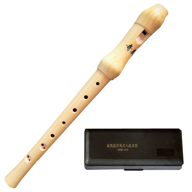8-Hole Baroque Soprano Wooden Recorder C Key Clarinet High-pitched Voice Vertical Flute with Black Resin Case