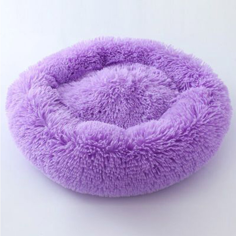 Pluche Huisdieren Ronde Hond Bed Matten Puppy Small Medium Honden Warm Chaise Longue Slapen Mand Hond Kat Ademend Kussen bedden: Purple / M