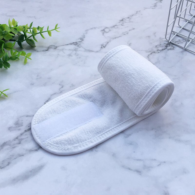 1pc justerbara ansiktshårband makeup pannband handdukar hårinpackning duschmössor stretch handduk rengöringsduk hårtillbehör: Vit
