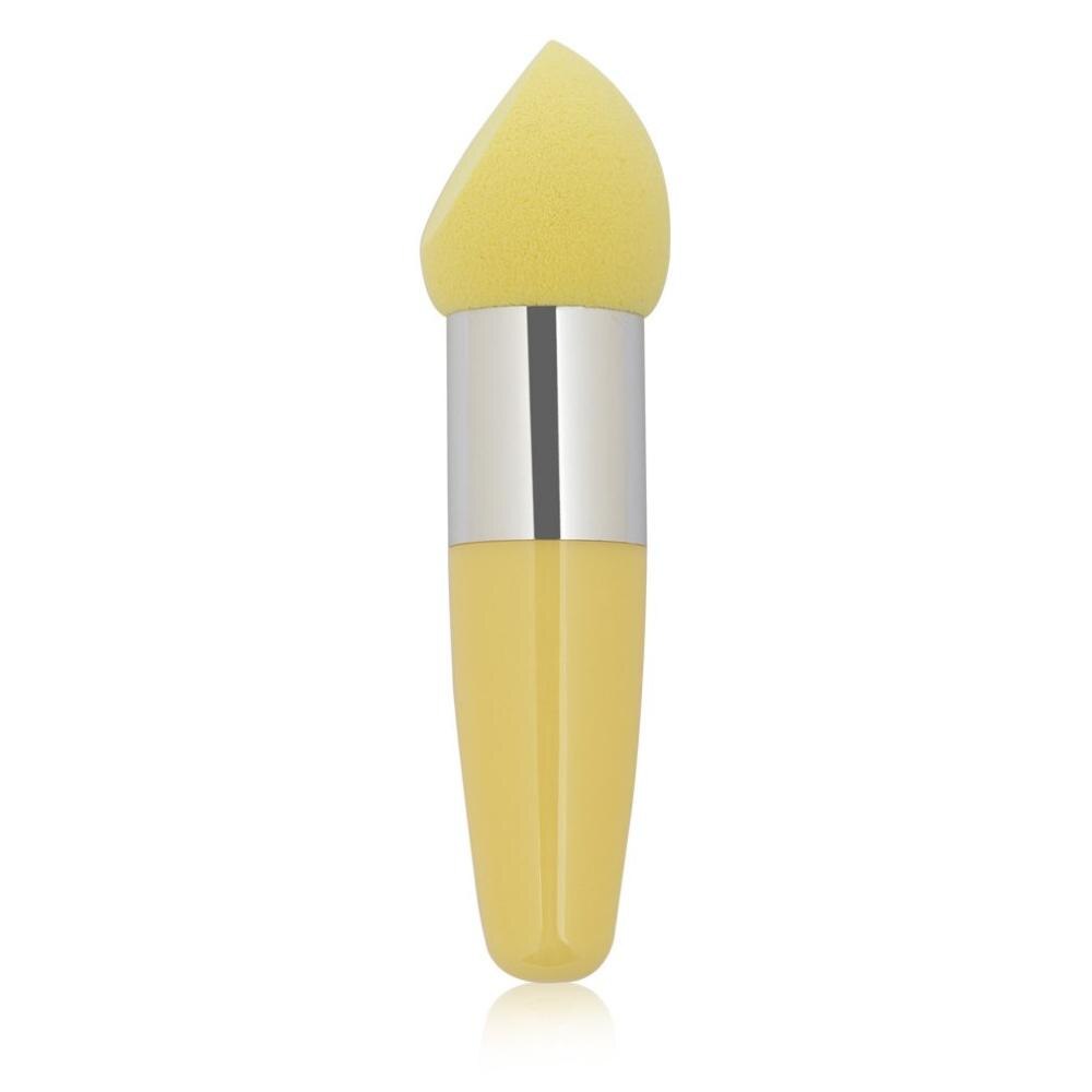 Portable Candy Color Handed Beauty Sponges Foundation Sponge Handle Makeup Puff Cosmetic Sponge Face Make Up Powder Puff Tool: Yellow