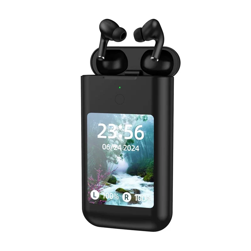 Bluetooth Wireless Headphones 8000mAh Charging Case In Ear Headset Power Bank With Mic 3 in 1 2.8-Inch Screen Touch Earphones: WHITE