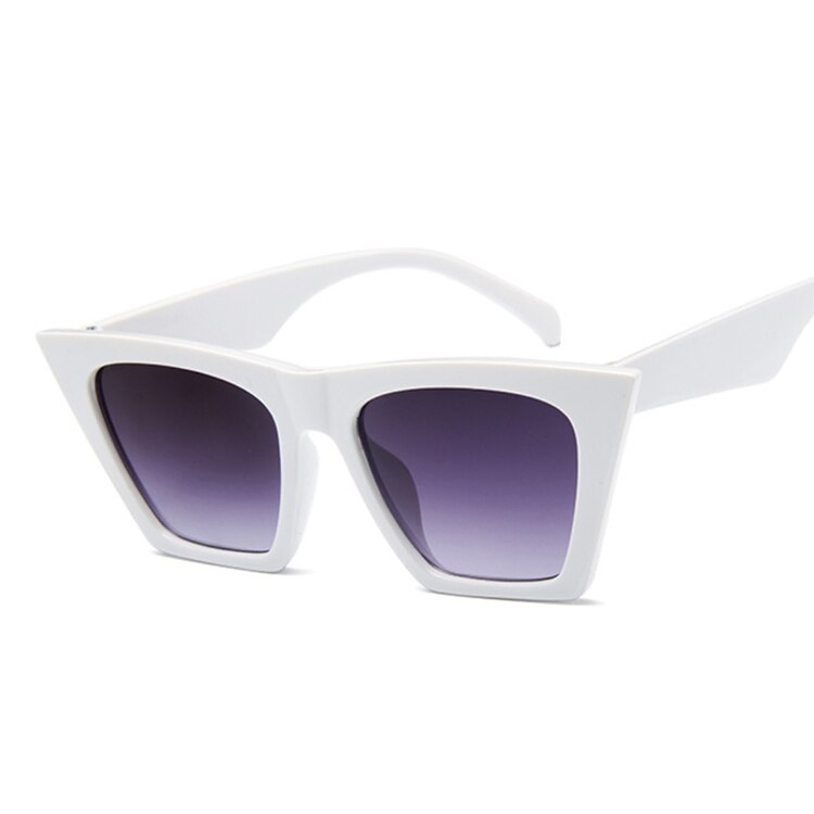 Retro sexet spejl solbriller damemærke luksus vintage cat eye sorte solbriller kvindelige damer  uv400 oculos: Hvid