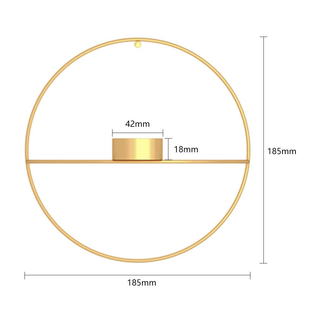 Modern Art 3D Circle Metal Candle Holder Wall Hanging Home Decoration Flower Vase Tea Light Art Crafts Geometric Candlestick: Gold F