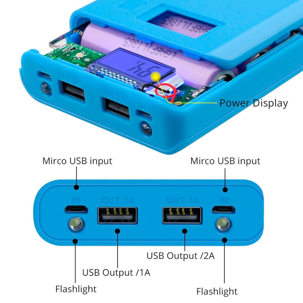 Power Bank Diy 18650 Box Case Diy 8X18650 Batterij Houder Draagbare Lcd-scherm Dual Usb-poort Powerbank Case batterij Box