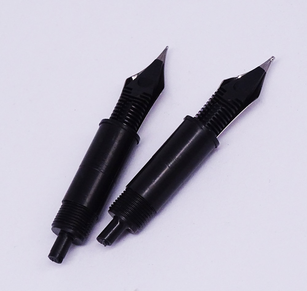 2 uds Delike pluma fuente de Metal puntas Extra fina/bien/caligrafía plumín curvo/0,38/0,5/0,58mm 2 plumas reemplazable combinación