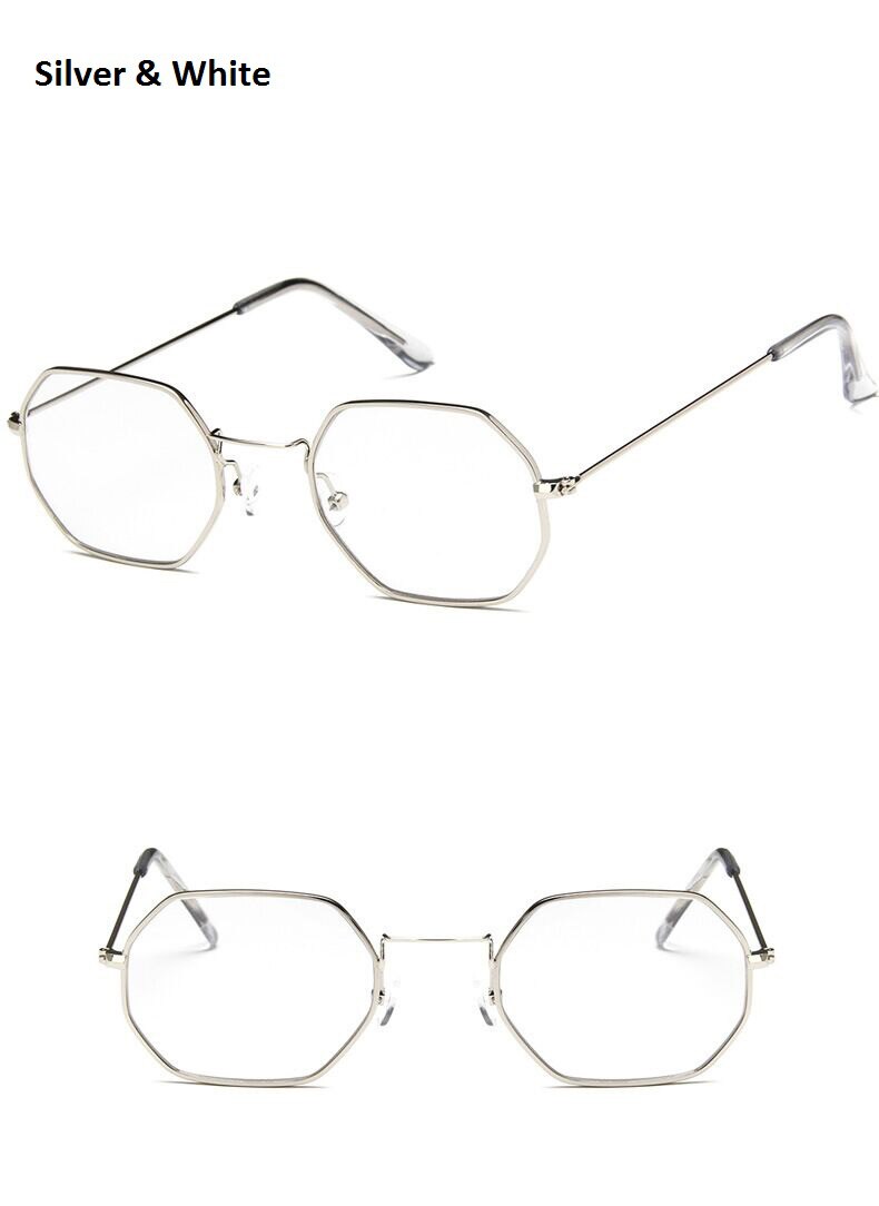 Gafas con montura dorada de aleación hexagonal para hombre y mujer, lentes ópticas Retro clásicas, transparentes, pequeñas