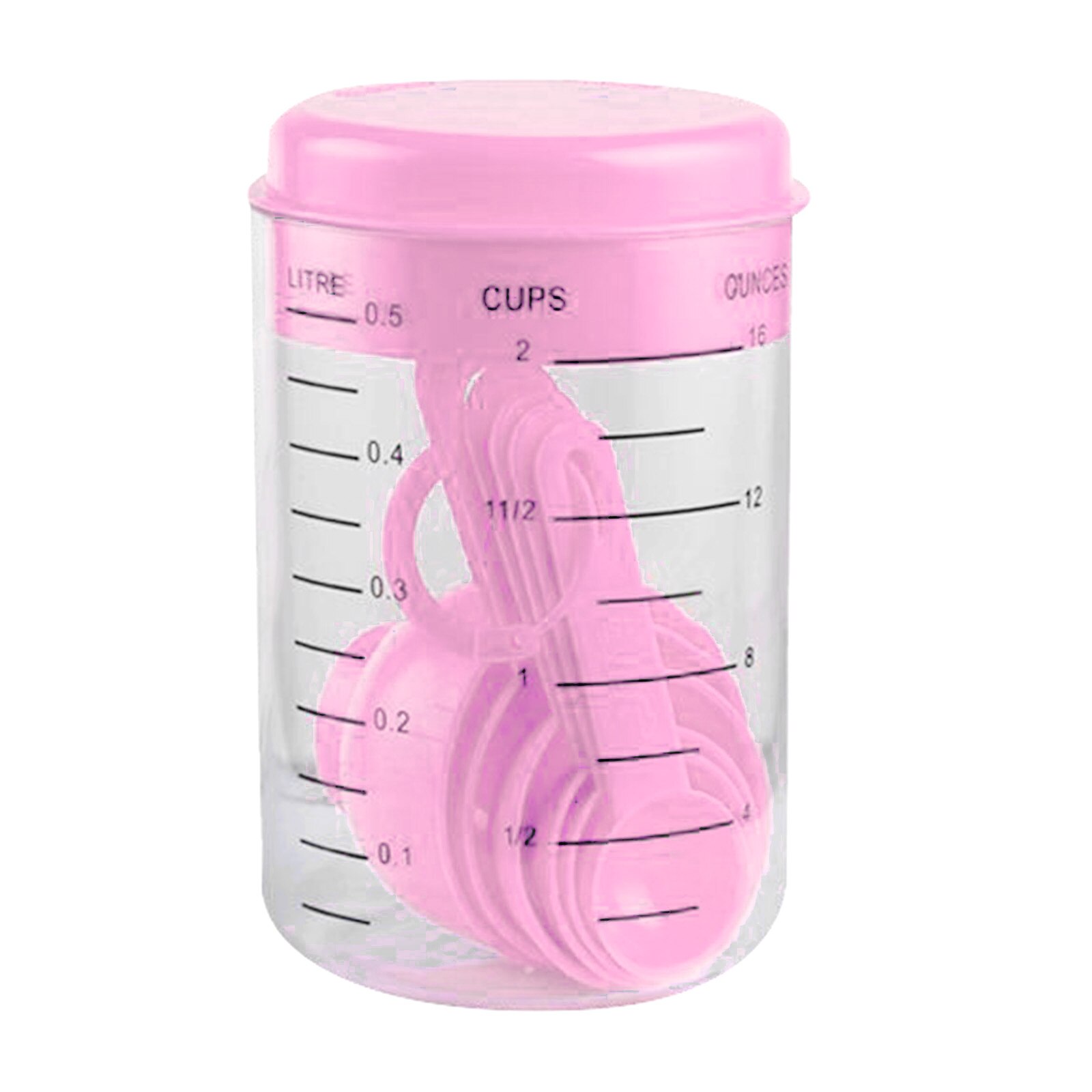 1Set Plastic Measuring Cup with 6 Spoons Set Kitchen Baking Accessory