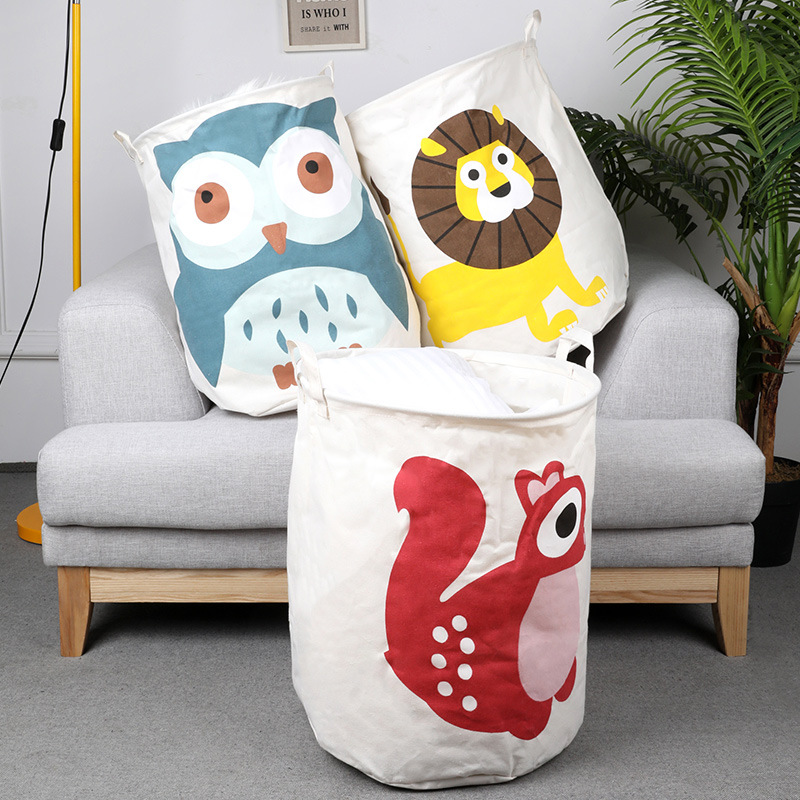 Cesta de la colada del bebé del león lindo juguete plegable Cubo de almacenamiento de Picnic ropa sucia cesta caja de lona organizador Animal de la historieta