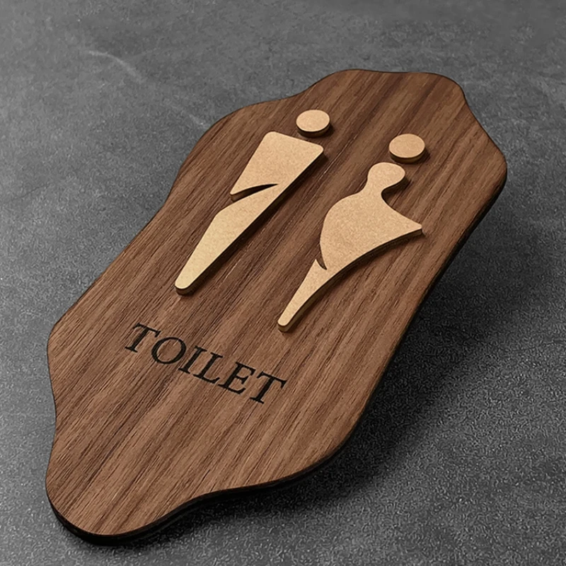Houten bewegwijzering Toiletbewegwijzering voor heren en dames Deurbord Openbare badkamer Instructiebord Luxe hotel WC Toiletmuursticker