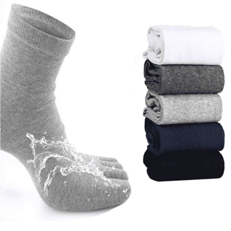 Mens Five Fingers Soft Polyester Cotton Ankle Toe Socks Solid Color Breathable Comfortable
