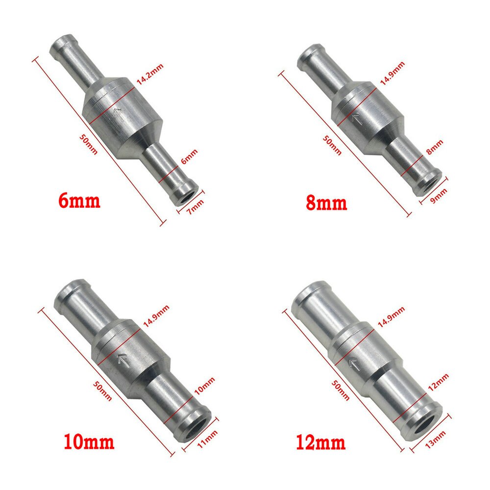 6/8/10/12mm Aluminum Inline One-Way Non-Return Check Valve Fuel/Water/Gas/Air/Vacuum Brake Servo Booster Car Accessories