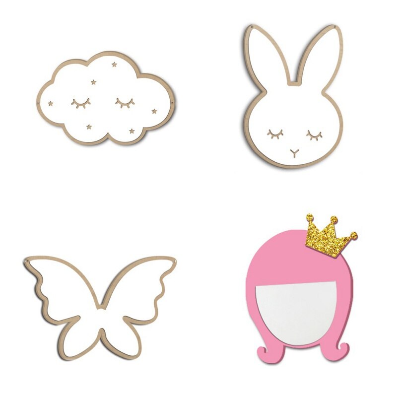 Cartoon Bunny Cloud Mirror Stickers Silver 3D Wall Stickers for Kids Rooms Party Wedding Decor DIY Self-adhesive Home Decor