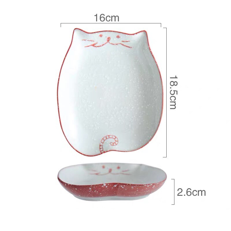Japansk tecknad söt katt keramik soppskål handmålad porslin ris nudelskål middag dessert biff sallad tallrik servis: 7.75 tums platta a
