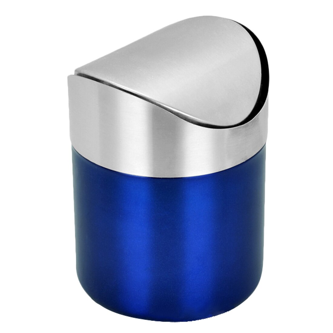 Farverigt rustfrit stål skraldespand bordplade affaldsdåse med svinglåg 1.5 l mini skraldespand bordplade kontoraffald: Blå