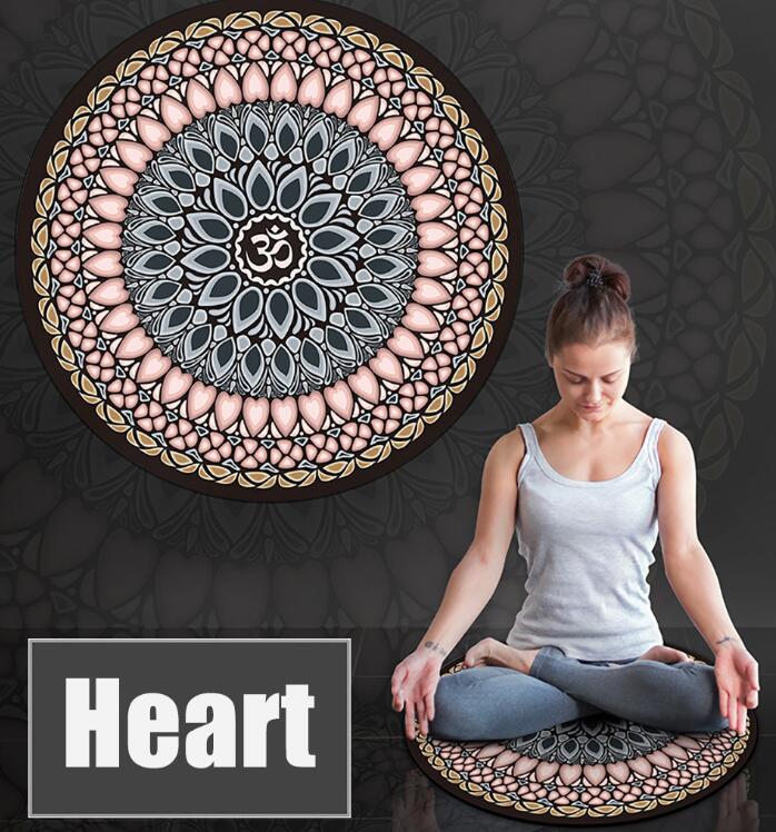 3mm Thick Round Non-slip Natural rubber Mat with Zan Mark Exercise Sport Mat for Fitness Meditation Meditate Carpet: Blue