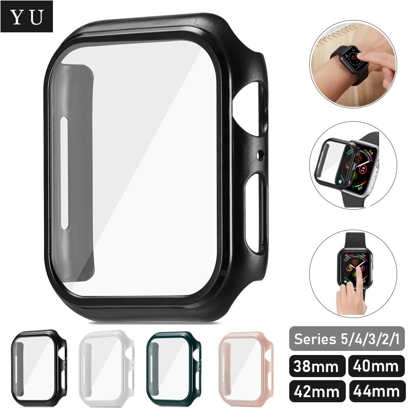 For apple watch matt etui beskyttelse pc beskytter deksel coque for iwatch 44 mm 42mm 38 40mm 2 3 4 5 tilbehør