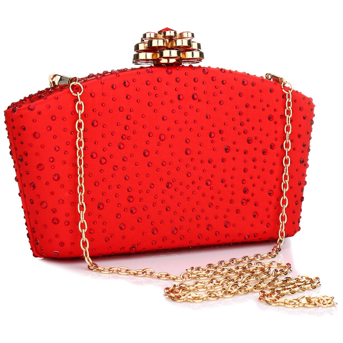 Pochettes en cuir pour femmes, sacs de soirée en forme d'oreiller pour dames, sac à bandoulière Banquet de mariage, pochette de fête tendance avec strass: red