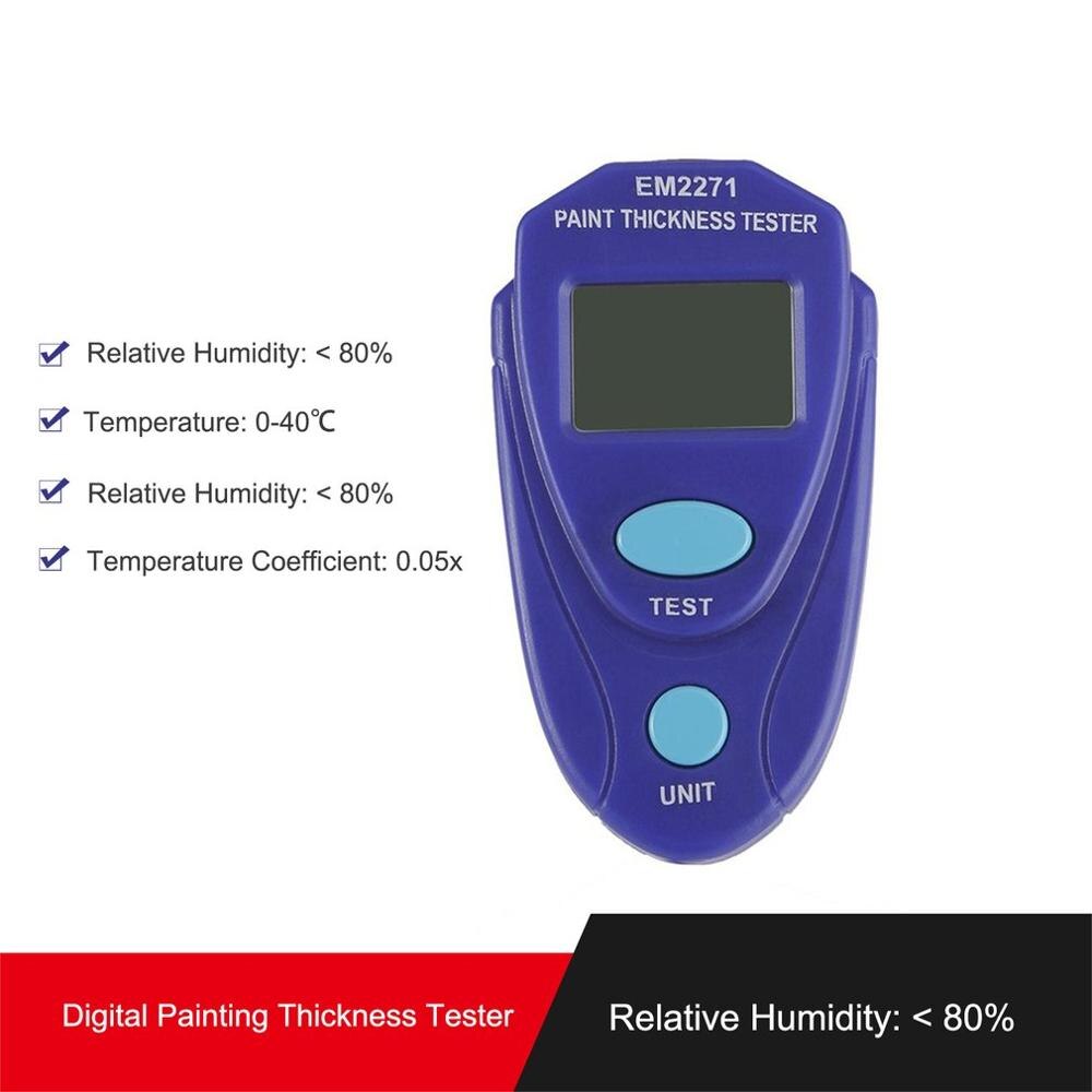 EM2271 LCD Thickness Gauge Paint Car Paint Tester Auto Mini Thickness Coating Digital Paint Thickness Gauge For Cars