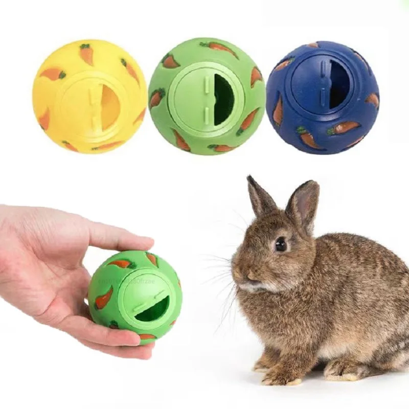 Boule de friandises pour lapin, mangeoire lente pour animaux de compagnie, jouet interactif pour collation, balle résistante aux morsures, jouets d'alimentation, fournitures pour chat cochon d'inde