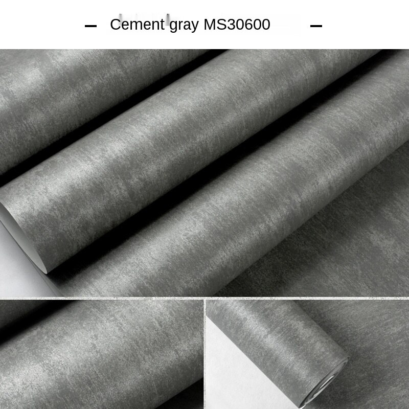 American Country Dark Green Wallpaper Solid Color Retro Nostalgic Style Bedroom Living Room Non-Woven Background Wallpaper: Cement Ash