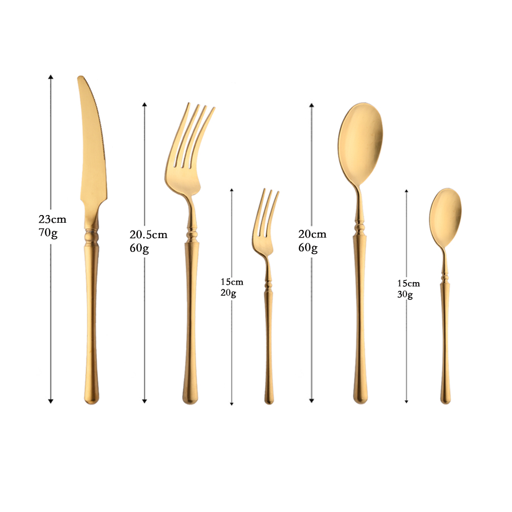 4/5 Pcs Royal Luxury 304 Stainless Steel Western Dinnerware Mate Silver Flatware Cutlery Tableware for Kitchen Hotel: 5Pcs Gold
