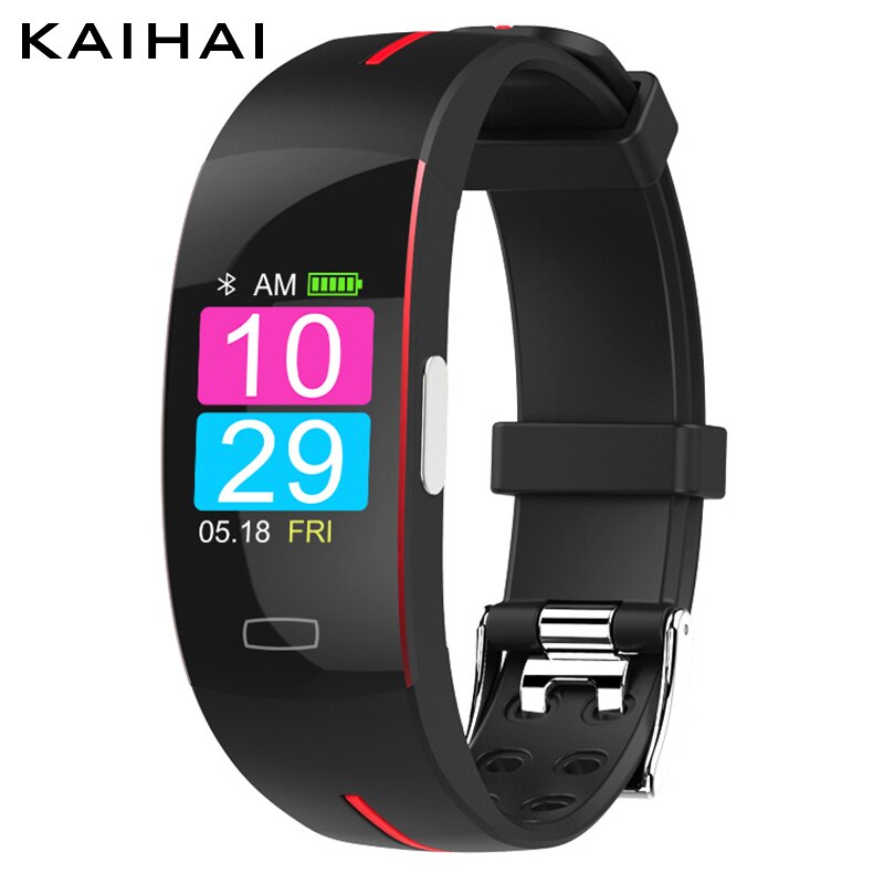 KAIHAI termometro PPG ECG HRV BPM breath tasso di misurazione della pressione arteriosa astuto della vigilanza del braccialetto della fascia di polso per il fitness Attività pista: Red smart bracelet