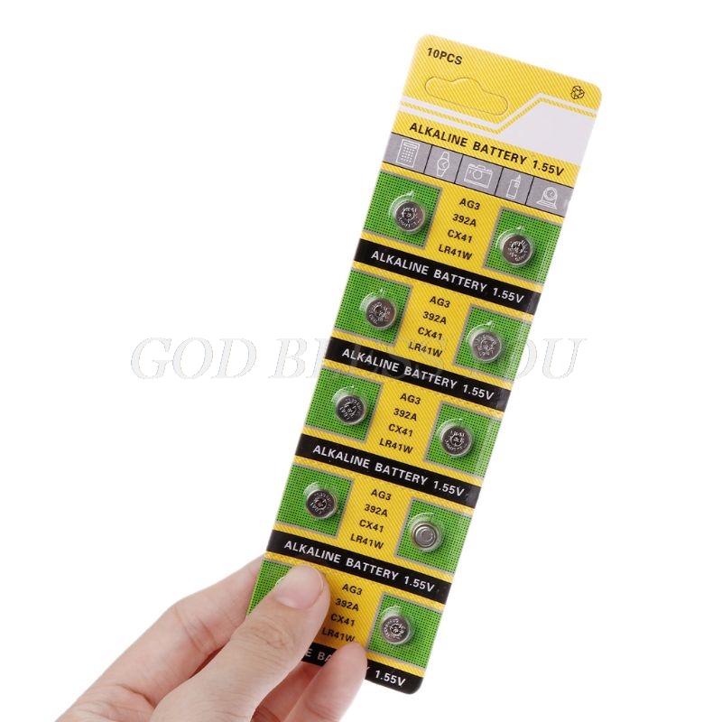 10PCS Cell Coin Alkaline Battery AG3 1.55V Button Batteries SR41 192 L736 384 SR41SW CX41 LR41 392 Lamp Chain Finger Light Watch