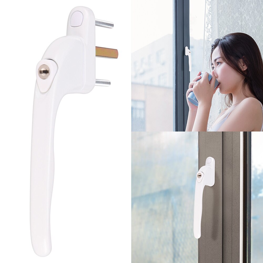Upvc hvid aluminiumslegeringsvinduehåndtag med låse universal dørhåndtag nøglelåsning til dobbeltrude hvid dør drejning