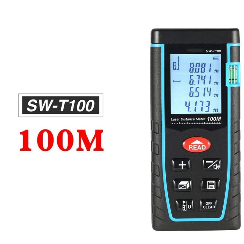 Distance Measure Meter Infrared Ruler Tape Measure with Bubble Area/Volume Diastimeter Device Tester Tool 0.05 to 100M