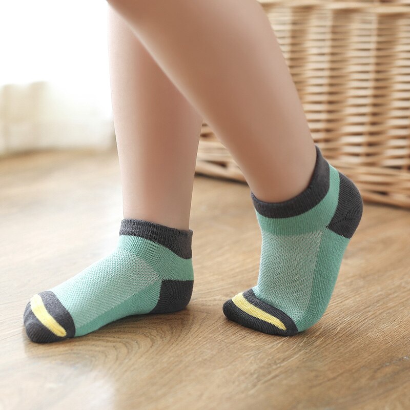 Crianças com meia infantil primavera verão verão meninos e meninas meias de malha de algodão casual 5 tamanhos