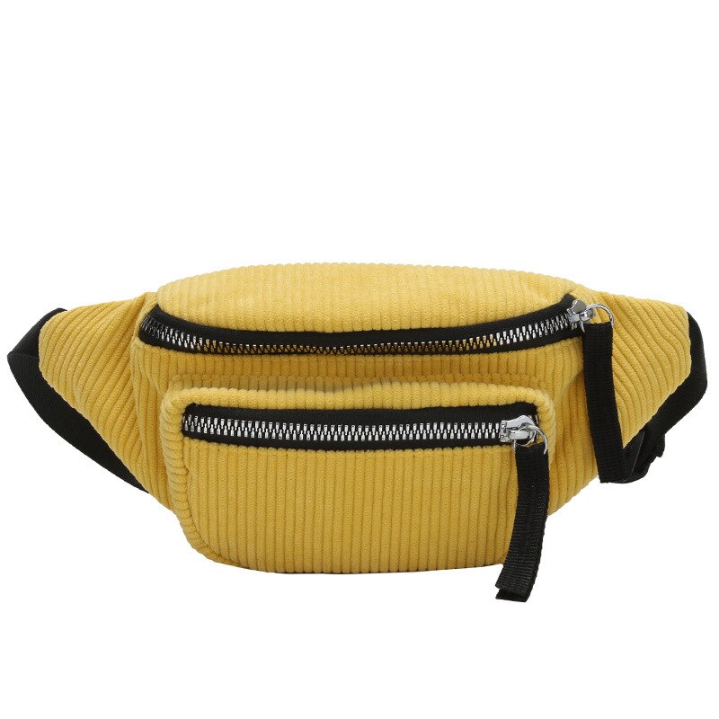 Buylor Riem Tas Vrouwen Corduroy Taille Pack Rits Borst Bag Festival Heuptasje Mode Bum Bag Phone Pouch Reizen: Yellow